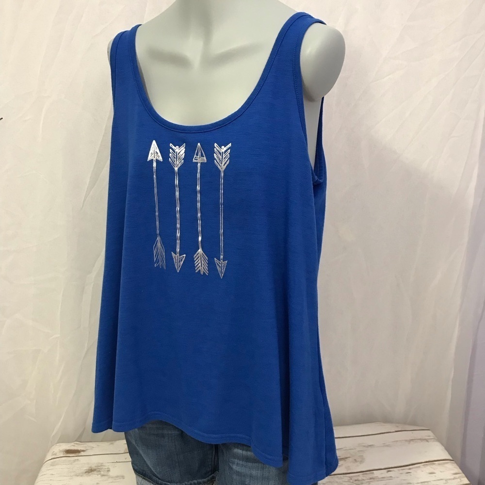 Roper Blue Arrow Screen‎ print Tank Top Size medium